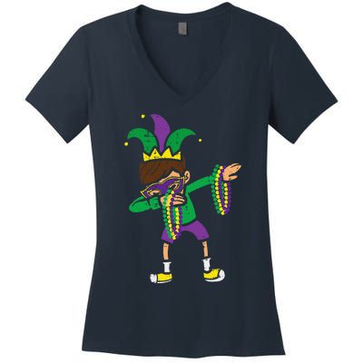 Dabbing Mardi Gras Dance Women's V-Neck T-Shirt