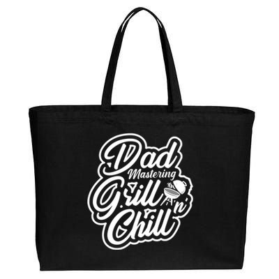 Dad Mastering Grillnchill Fathers Day Funny Gift Cotton Canvas Jumbo Tote