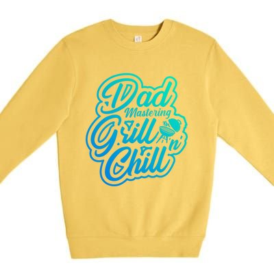 Dad Mastering Grillnchill Fathers Day Meaningful Gift Premium Crewneck Sweatshirt