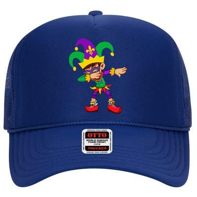 Dabbing Mardi Gras High Crown Mesh Back Trucker Hat