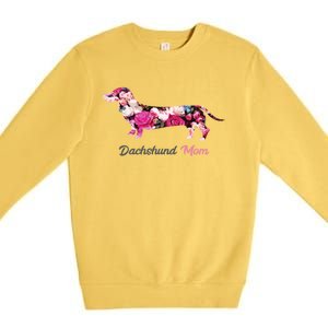 Dachshund Mom Gift Floral Doxie Mama MotherS Day Gift Premium Crewneck Sweatshirt