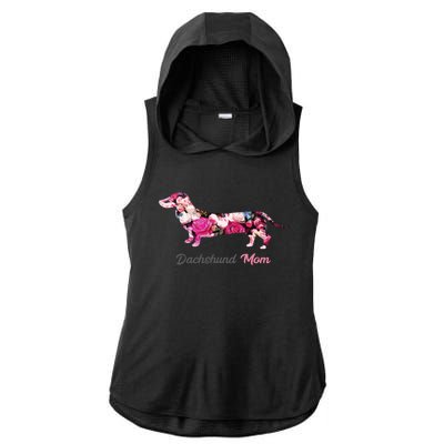 Dachshund Mom Gift Floral Doxie Mama MotherS Day Gift Ladies PosiCharge Tri-Blend Wicking Draft Hoodie Tank