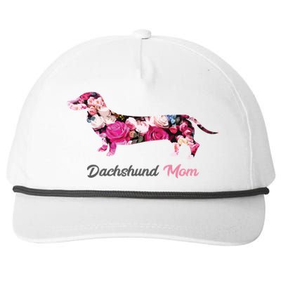 Dachshund Mom Gift Floral Doxie Mama MotherS Day Gift Snapback Five-Panel Rope Hat