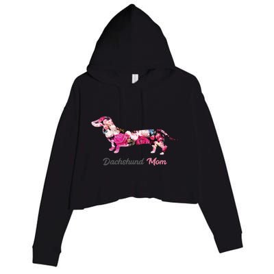 Dachshund Mom Gift Floral Doxie Mama MotherS Day Gift Crop Fleece Hoodie