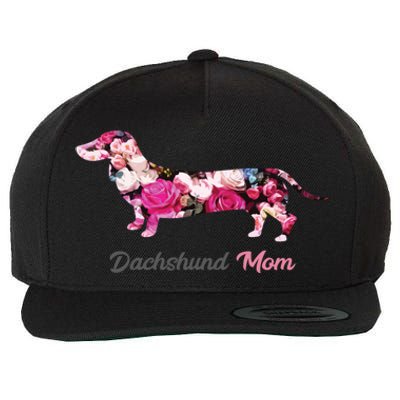 Dachshund Mom Gift Floral Doxie Mama MotherS Day Gift Wool Snapback Cap