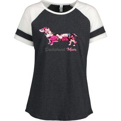 Dachshund Mom Gift Floral Doxie Mama MotherS Day Gift Enza Ladies Jersey Colorblock Tee