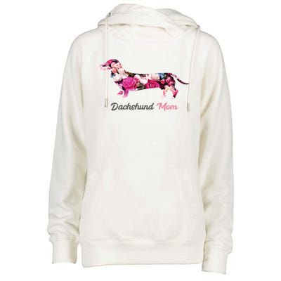 Dachshund Mom Gift Floral Doxie Mama MotherS Day Gift Womens Funnel Neck Pullover Hood