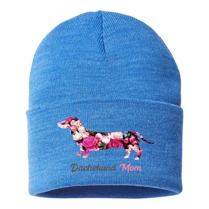 Dachshund Mom Gift Floral Doxie Mama MotherS Day Gift Sustainable Knit Beanie