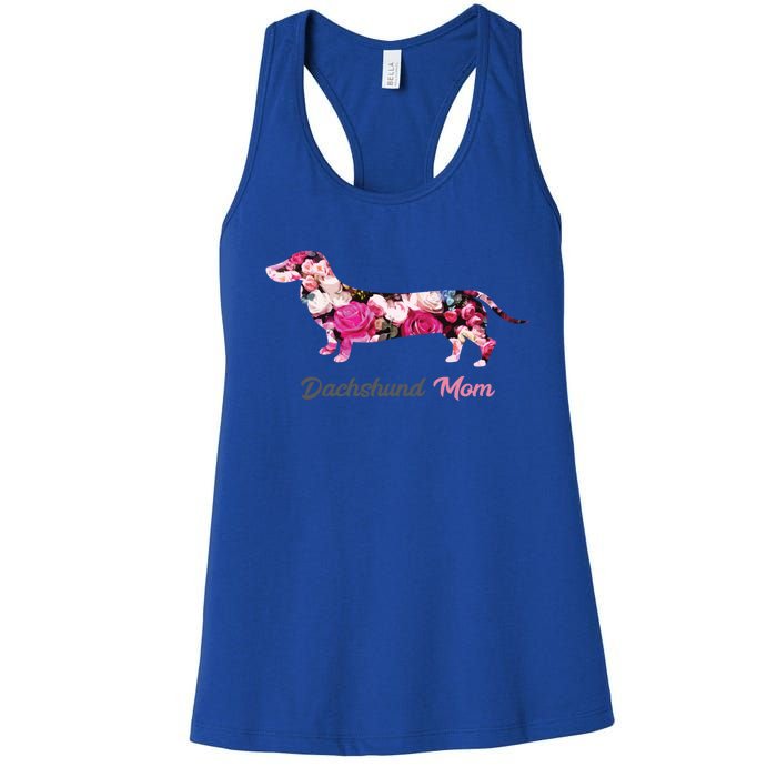 Dachshund Mom Gift Floral Doxie Mama MotherS Day Gift Women's Racerback Tank