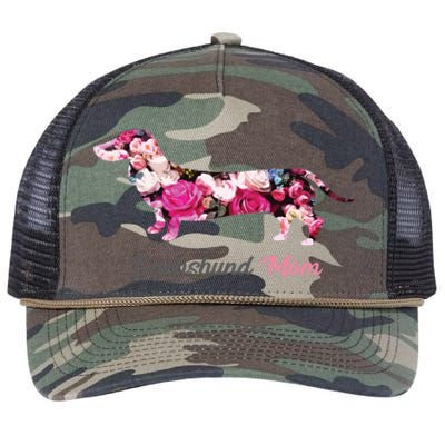 Dachshund Mom Gift Floral Doxie Mama MotherS Day Gift Retro Rope Trucker Hat Cap