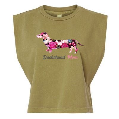 Dachshund Mom Gift Floral Doxie Mama MotherS Day Gift Garment-Dyed Women's Muscle Tee