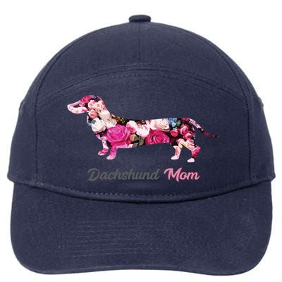 Dachshund Mom Gift Floral Doxie Mama MotherS Day Gift 7-Panel Snapback Hat