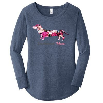 Dachshund Mom Gift Floral Doxie Mama MotherS Day Gift Women's Perfect Tri Tunic Long Sleeve Shirt