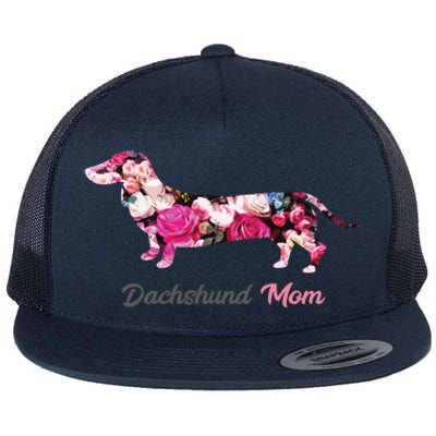 Dachshund Mom Gift Floral Doxie Mama MotherS Day Gift Flat Bill Trucker Hat