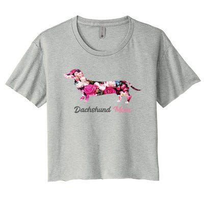 Dachshund Mom Gift Floral Doxie Mama MotherS Day Gift Women's Crop Top Tee