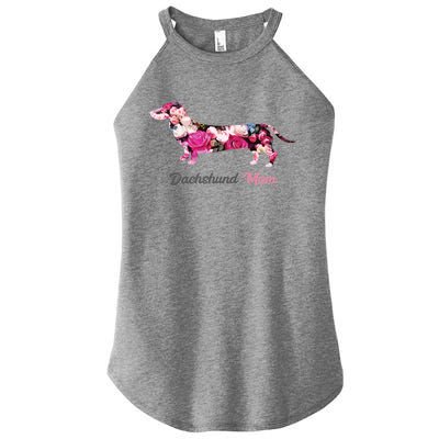 Dachshund Mom Gift Floral Doxie Mama MotherS Day Gift Women's Perfect Tri Rocker Tank