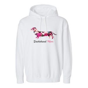 Dachshund Mom Gift Floral Doxie Mama MotherS Day Gift Garment-Dyed Fleece Hoodie