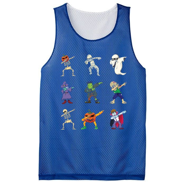 Dabbing Monsters Ghost Skeleton Funny Lazy Creepy Halloween Gift Mesh Reversible Basketball Jersey Tank