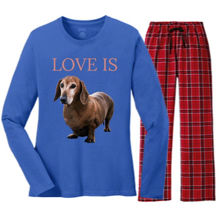 Dachshund Meaningful Gift Dog Mom Dad Gift Doxie Funny Gift Great Gift Women's Long Sleeve Flannel Pajama Set 