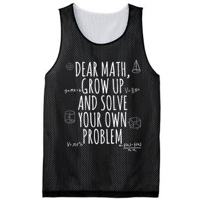 Dear Math Grow Up And Solve Your Own Problem Funny School Mesh Reversible Basketball Jersey Tank