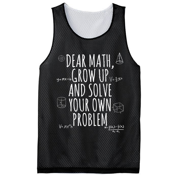 Dear Math Grow Up And Solve Your Own Problem Funny School Mesh Reversible Basketball Jersey Tank
