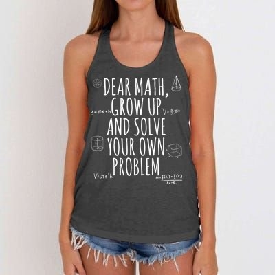 Dear Math Grow Up And Solve Your Own Problem Funny School Women's Knotted Racerback Tank