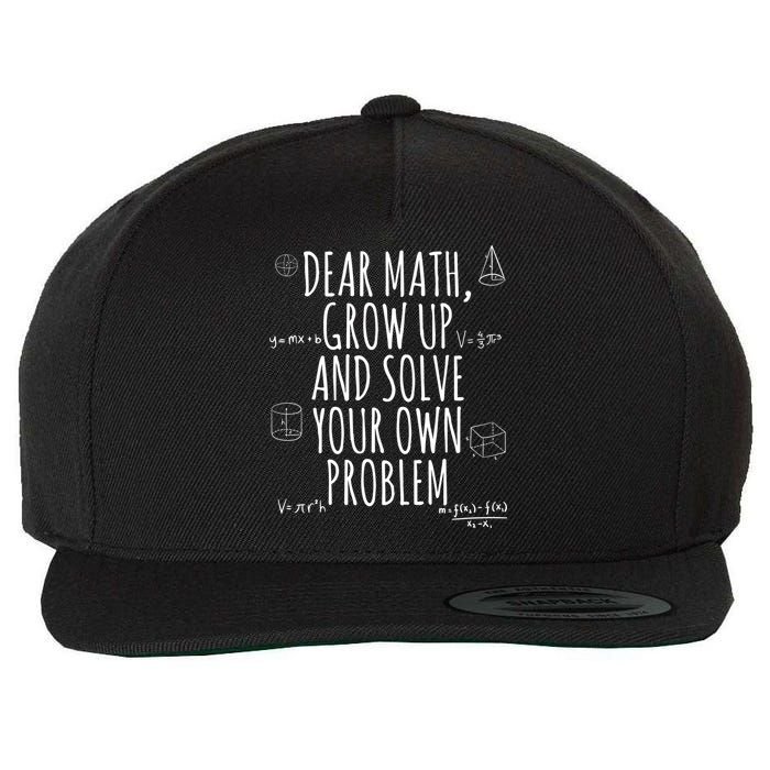 Dear Math Grow Up And Solve Your Own Problem Funny School Wool Snapback Cap