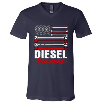 Diesel Mechanic Gifts Design On Back V-Neck T-Shirt