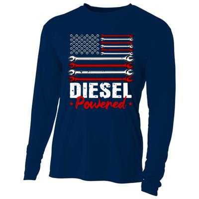 Diesel Mechanic Gifts Design On Back Cooling Performance Long Sleeve Crew