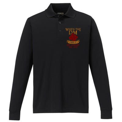 Dungeon Master Gift Dungeon Master  Geeky Gift When The Dungeon Master Smiles Performance Long Sleeve Polo