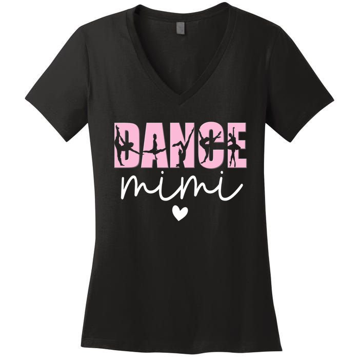 Dance Mimi Grandma Mimi Of A Dancer Dancing Mimi Women's V-Neck T-Shirt