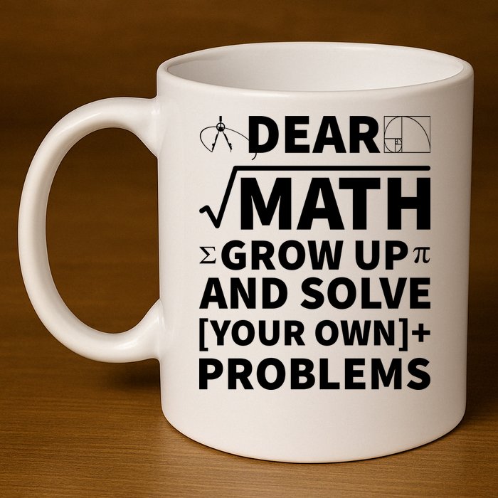 Dear Math Grow Up And Solve Your Own Problems 11oz C Handle Ceramic Mug