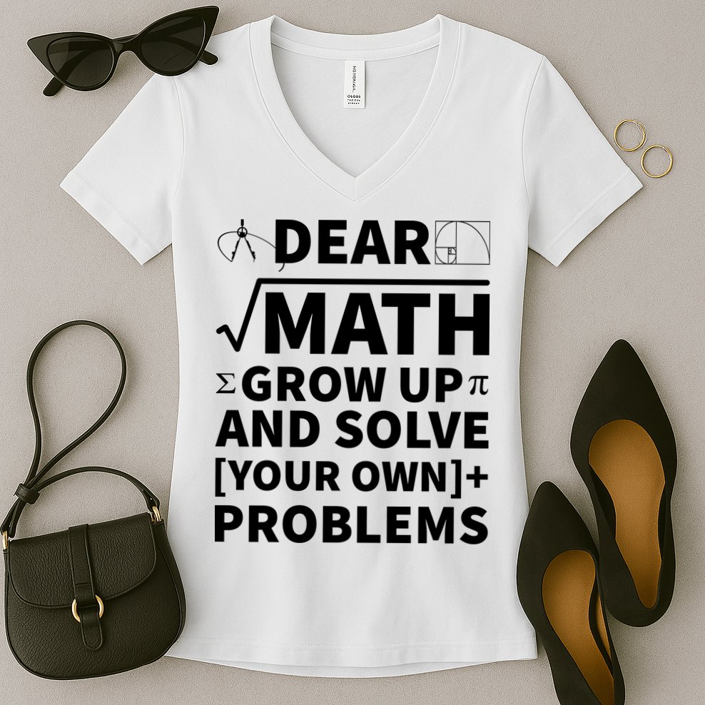 Dear Math Grow Up And Solve Your Own Problems Women's V-Neck T-Shirt
