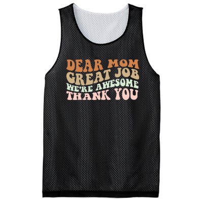 Dear Mom Great Job Were Awesome Thank You Mothers Day Groovy Mesh Reversible Basketball Jersey Tank