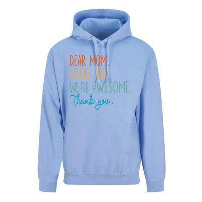 Dear Mom Great Job Were Awesome Thank You Mothers Day Unisex Surf Hoodie