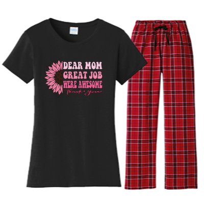 Dear Mom Great Job Were Awesome Thank You Mothers Day Women's Flannel Pajama Set