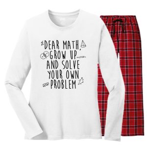 Dear Math Grow Up And Solve Your Own Problem Funny Women's Long Sleeve Flannel Pajama Set 