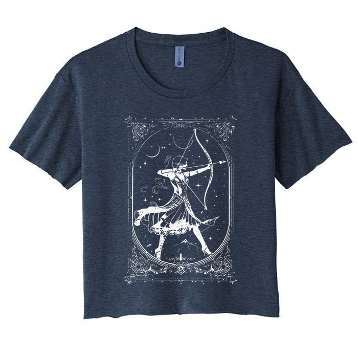 Diana Moon Goddess Celestial Deity Roman Mythology Women's Crop Top Tee