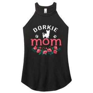 Dorkie Mom Gifts Mama flower Dorkie Dog Pet Women’s Perfect Tri Rocker Tank