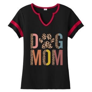 Dog Mom Half Leopard Dog Mama Fur Mom Puppy Dog Mommy Meaningful Gift Ladies Halftime Notch Neck Tee