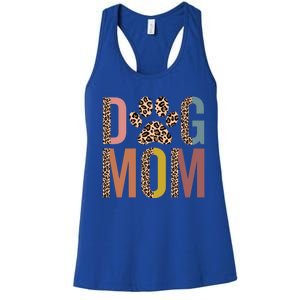 Dog Mom Half Leopard Dog Mama Fur Mom Puppy Dog Mommy Meaningful Gift Women's Racerback Tank