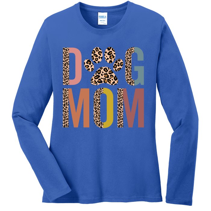 Dog Mom Half Leopard Dog Mama Fur Mom Puppy Dog Mommy Meaningful Gift Ladies Long Sleeve Shirt