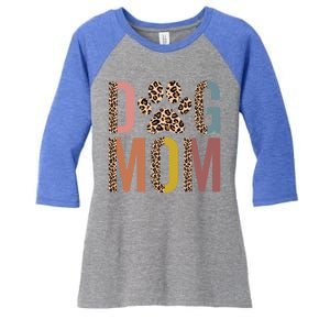 Dog Mom Half Leopard Dog Mama Fur Mom Puppy Dog Mommy Meaningful Gift Women's Tri-Blend 3/4-Sleeve Raglan Shirt