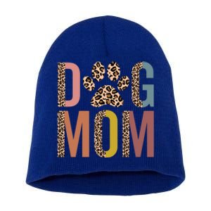 Dog Mom Half Leopard Dog Mama Fur Mom Puppy Dog Mommy Meaningful Gift Short Acrylic Beanie