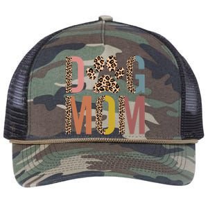 Dog Mom Half Leopard Dog Mama Fur Mom Puppy Dog Mommy Meaningful Gift Retro Rope Trucker Hat Cap