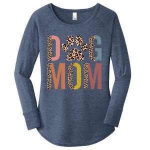 Dog Mom Half Leopard Dog Mama Fur Mom Puppy Dog Mommy Meaningful Gift Women's Perfect Tri Tunic Long Sleeve Shirt