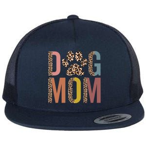 Dog Mom Half Leopard Dog Mama Fur Mom Puppy Dog Mommy Meaningful Gift Flat Bill Trucker Hat