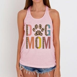 Dog Mom Half Leopard Dog Mama Fur Mom Puppy Dog Mommy Meaningful Gift Women's Knotted Racerback Tank