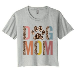 Dog Mom Half Leopard Dog Mama Fur Mom Puppy Dog Mommy Meaningful Gift Women's Crop Top Tee