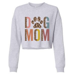 Dog Mom Half Leopard Dog Mama Fur Mom Puppy Dog Mommy Meaningful Gift Cropped Pullover Crew